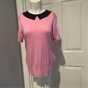 Kate Spade Pink/Black Cotton/Silk Sweater Size Large